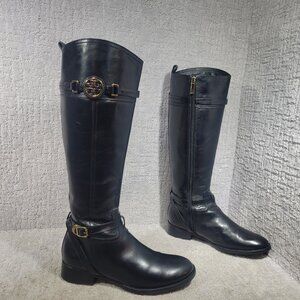 Tory Burch Calista Women's Size 10M Black Leather Knee High Tall Riding Boots